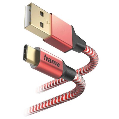 Kabel USB - USB-C HAMA Reflected 1.5 m Czerwony