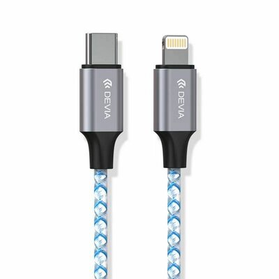 Zdjęcia - Kabel Devia  USB-C - Lightning  Vogue 20W 1 m Niebiesko-biały 