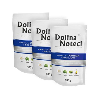 Karma dla psa DOLINA NOTECI Premium Dorsz z brokułami 3 x 500 g