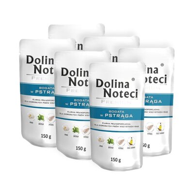 Karma dla psa DOLINA NOTECI Premium bogata w pstrąga 6 x 150 g