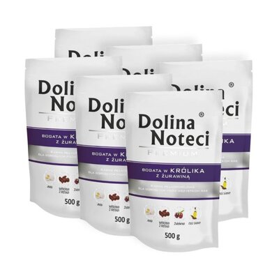 Karma dla psa DOLINA NOTECI Premium bogata w królika z żurawiną 6 x 500 g