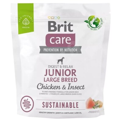 Karma dla psa BRIT CARE Sustainable Junior Large Breed Kurczak i owady 1 kg