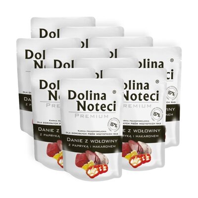 Karma dla psa DOLINA NOTECI Premium Danie z wołowiny z papryką i makaronem 10 x 100 g