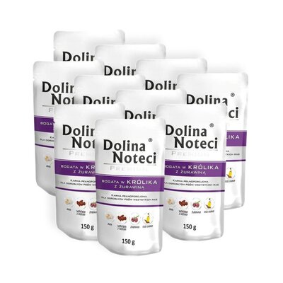 Karma dla psa DOLINA NOTECI Premium bogata w królika z żurawiną 10 x 150 g