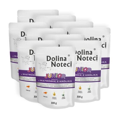 Karma dla psa DOLINA NOTECI Premium Junior bogata w wątróbkę z królika 10 x 300 g