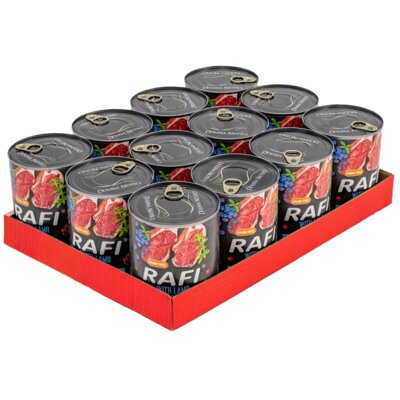 Karma dla psa RAFI z jagnięciną, borówką i żurawiną 12 x 800 g