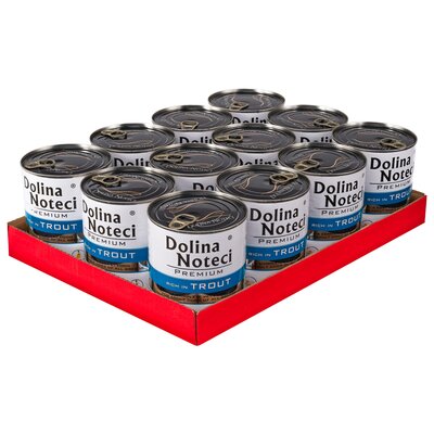 Karma dla psa DOLINA NOTECI Premium bogata w pstrąga 12 x 800 g