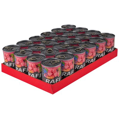 Karma dla psa RAFI Junior z cielęciną, żurawiną i borówką 24 x 400 g