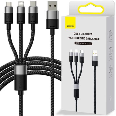 Фото - Кабель BASEUS Kabel USB - Micro USB/USB-C/Lightning  StarSpeed 3w1 1.2 m Czarny 