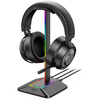 Stojak na słuchawki MOZOS D12 RGB Wbudowany HUB USB, Wysokość 242 mm