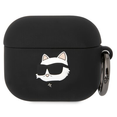 Etui na słuchawki KARL LAGERFELD Silicone Choupette Head 3D do Apple AirPods 3 Czarny