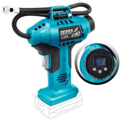 Kompresor ręczny DEDRA DED7078LCD + Akumulator DEDRA DED7034 SAS+ALL 4Ah 18V + Ładowarka DEDRA DED7038 SAS+ALL