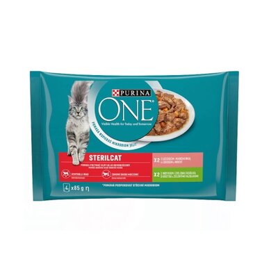 Zdjęcia - Karma dla kotów Purina ONE Karma dla kota  Sterilcat Indyk i łosoś  Sterilcat z i (4 x 85 g)