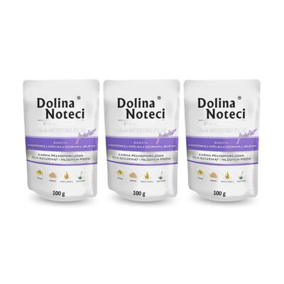 Karma dla psa DOLINA NOTECI Premium Wątróbka z królika z ozorami jelenia 3 x 100 g