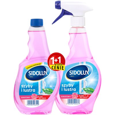 Płyn do mycia szyb SIDOLUX Crystal Flower 500 ml + Zapas