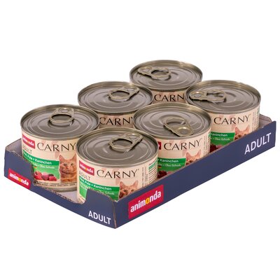 6 x Karma dla kota ANIMONDA Carny Wołowina z indykiem i królikiem 200 g