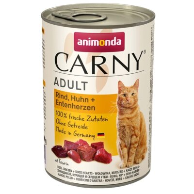 Karma dla kota ANIMONDA Carny Wołowina z kurczakiem i kaczymi sercami 6 x 400 g