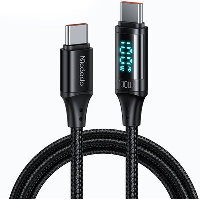 Kabel USB-C - USB-C MCDODO CA-1100 z wyświetlaczem LCD 100W 1.2 m Czarny