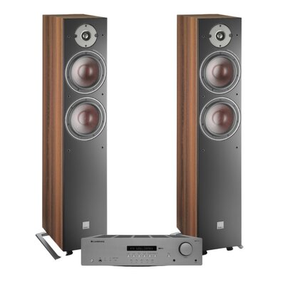 Zestaw stereo CAMBRIDGE AUDIO AXR100 + Kolumny głośnikowe DALI OBERON 7 (Ciemny orzech)