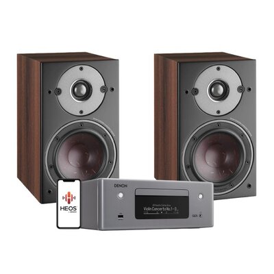 Zestaw stereo DENON RCDN-10 (Szary) + Kolumny głośnikowe DALI OBERON 1 (Ciemny Orzech)