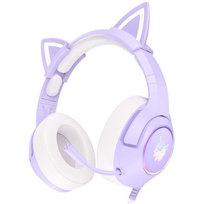 Słuchawki ONIKUMA K9 Cat Elf RGB Nauszne, Dźwięk przestrzenny Fioletowy