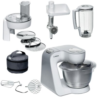 Robot kuchenny planetarny BOSCH MUM58231 1000W z blenderem kielichowym, maszynką do mięsa, rozdrabniaczem i przystawką do lodów BOSCH MUZ5EB2