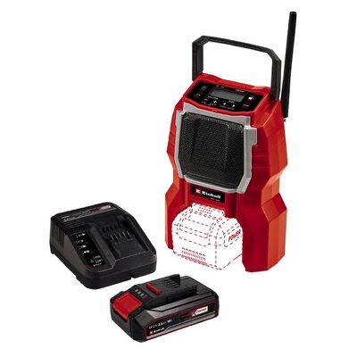 Radio budowlane EINHELL TC-RA 18 Li BT Solo + Akumulator EINHELL 4512097 2.5 Ah 18V + Ładowarka
