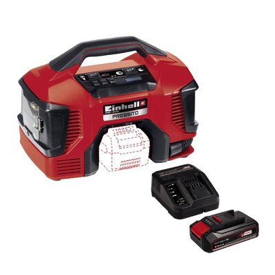 Kompresor bezzbiornikowy EINHELL Pressito Solo 4020460 + Akumulator EINHELL 4512097 2.5 Ah 18V + Ładowarka
