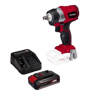 Klucz udarowy EINHELL TE-CW 18 Li BL + Akumulator EINHELL 4512097 2.5 Ah 18V + Ładowarka