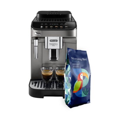 Ekspres DELONGHI Magnifica Evo ECAM290.42.TB Tytanowy + Kawa ziarnista MORNING BIRD Medium 1 kg (Rzemieślnicza)