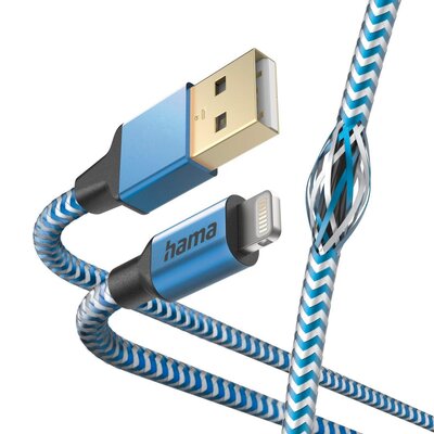 Kabel USB- Lightning HAMA Reflected 1.5 m Niebieski