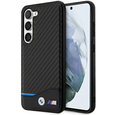 Etui BMW Leather Carbon do Samsung S23+ S916 Czarny