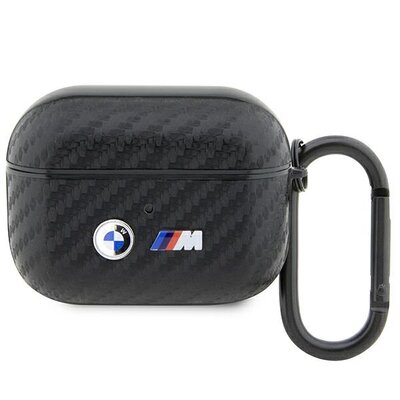 Etui na słuchawki BMW Carbon Double Metal Logo do Apple AirPods Pro Czarny