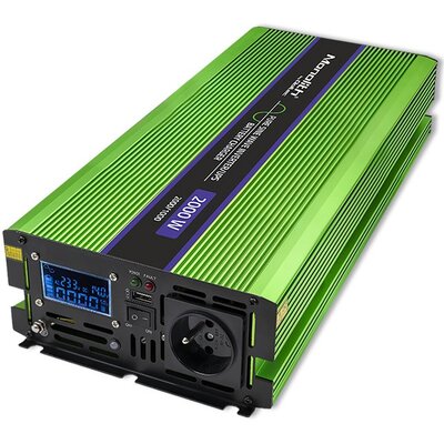 Przetwornica QOLTEC Monolith 12V na 230V 1000W/2000W Czysta sinusoida Zielony