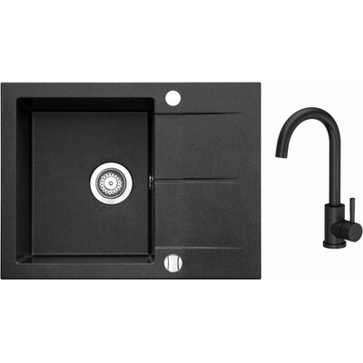 Zlewozmywak jednokomorowy z ociekaczem ICEBERG San ZZB1411ABB Onyx 50x59 + Bateria