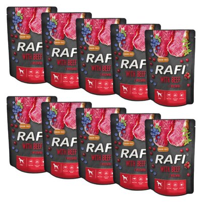 Karma dla psa RAFI z wołowiną, borówką i żurawiną 10 x 300 g