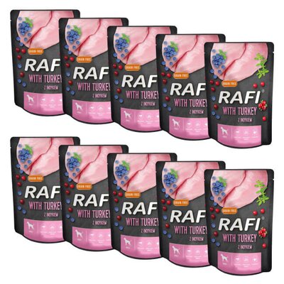 Karma dla psa RAFI z indykiem, borówką i żurawiną 10 x 300 g