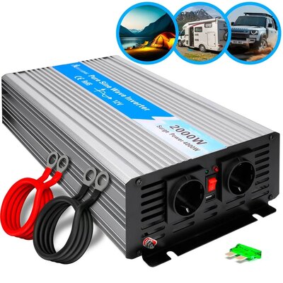 Przetwornica EXTRALINK 12V na 230 2000W/4000W Czysta sinusoida