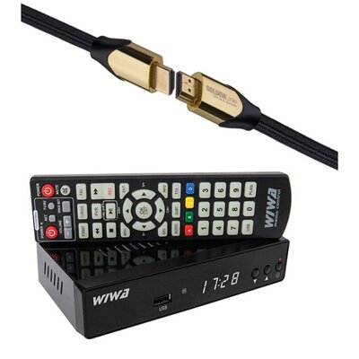 Dekoder WIWA H.265 Maxx DVB-T2/HEVC/H.265 + Kabel HDMI - HDMI GÖTZE&JENSEN GOLDENLINE 1.5 m