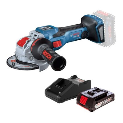 Szlifierka kątowa BOSCH Professional GWX 18V-15 SC 06019H6500 + Ładowarka BOSCH Professional GAL 18V-40 1600A019RJ + Akumulator BOSCH Professional GBA 1600Z00036 2Ah 18V