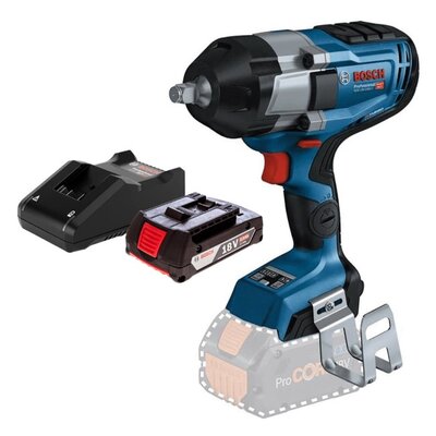 Klucz udarowy BOSCH Professional GDS 18V-1000 06019J8300 + Ładowarka BOSCH Professional GAL 18V-40 1600A019RJ + Akumulator BOSCH Professional GBA 1600Z00036 2Ah 18V