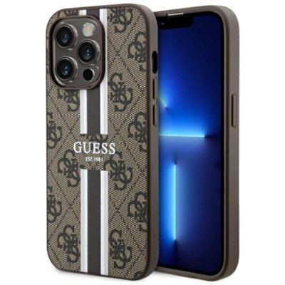 Etui GUESS 4G Printed Stripes MagSafe do Apple iPhone 14 Pro Brązowy
