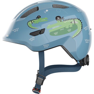 Kask rowerowy ABUS Smiley 3.0 LED Croco Niebieski dla Dzieci (rozmiar M)