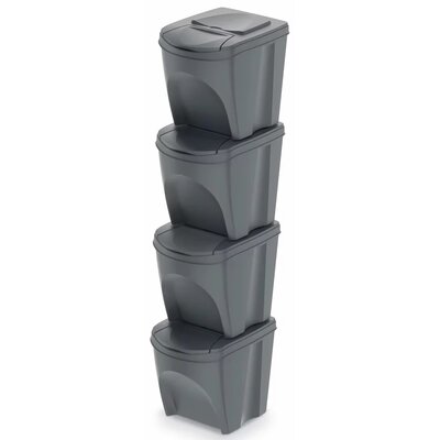 Kosz na śmieci PROSPERPLAST Sortibox SET4 25L Szary