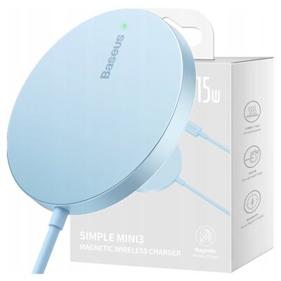 Magnetyczna Ładowarka Indukcyjna Baseus Simple Mini 3 15W (Niebieska)
