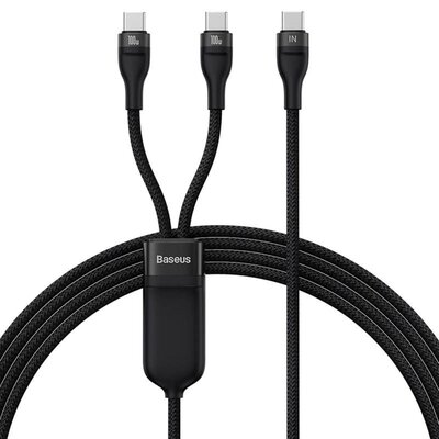 Kabel USB-C - 2 x USB-C BASEUS Flash Series 100W 1.5 m Czarny