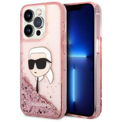 Etui KARL LAGERFELD Glitter Karl Head do Apple iPhone 14 Pro Różowy