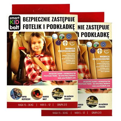 Zestaw 2 sztuk - Pas do samochodu SMART KID BELT zamiast fotelika i podkładki 15 - 36 kg