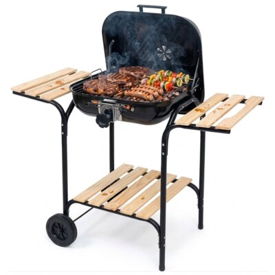 Grill ogrodowy węglowy LUND 99905 Zamykany, na kółkach, półki boczne, regulacja wysokości rusztu