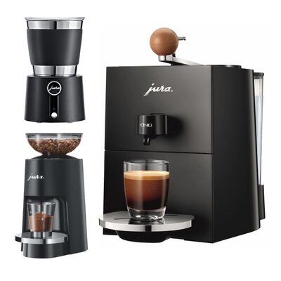 Ekspres JURA Ono 15505 Czarny + Młynek do kawy JURA Professional Aroma Grinder 25048 Czarny + Spieniacz JURA 24019